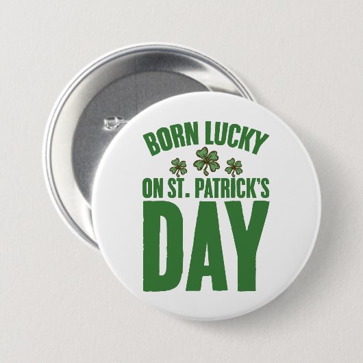 Geborenes Glück am St. Patrick's Day Button (Vorne & Hinten)