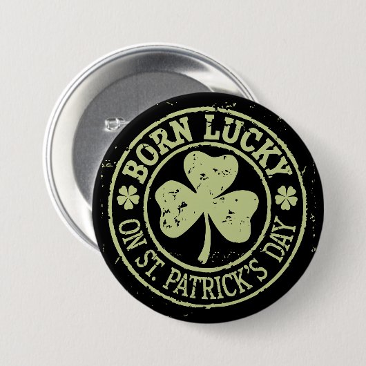 Geborenes Glück am St. Patrick's Day Button (Vorne & Hinten)