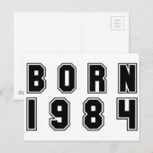 Geborenes im Jahre 1984 Schwarzes Postkarte (Vorne/Hinten)