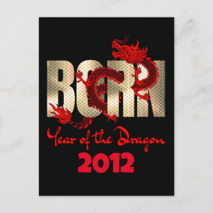 Geborenes Jahr des Drachen 2024, 2012, 2000, 1988 Postkarte
