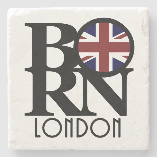 GEBORENES London (britische Flagge) Steinuntersetzer (Vorderseite)