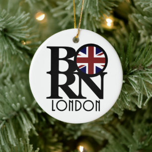 GEBORENES London - England (britische Flagge) Keramik Ornament
