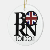 GEBORENES London - England (britische Flagge) Keramik Ornament (Links)