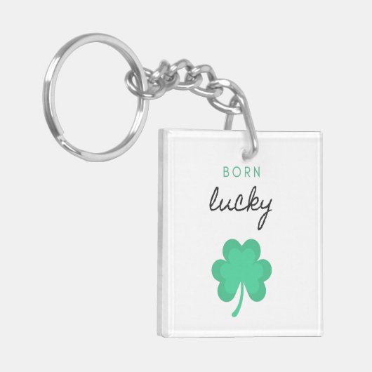"GEBORENES LUCKY KLEEBLATT" DOPPELSEITE SCHLÜSSELA SCHLÜSSELANHÄNGER (Vorderseite links)