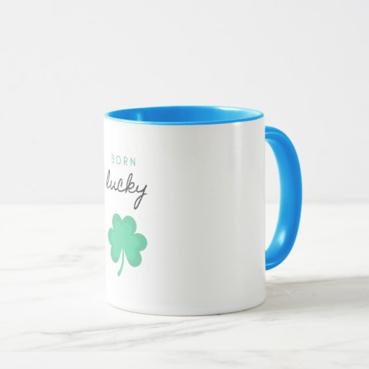 "GEBORENES LUCKY KLEEBLATT" ZWEI ZEHN TASSE. MUG TASSE (VorderseiteRechts)