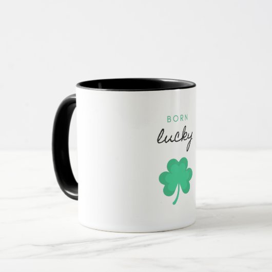 "GEBORENES LUCKY KLEEBLATT" ZWEI ZEHN TASSE. TASSE (Vorderseite Links)
