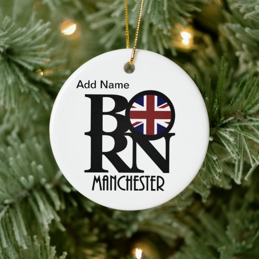 GEBORENES Manchester England individuell anpassbar Keramik Ornament (Baum)