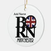 GEBORENES Manchester England individuell anpassbar Keramik Ornament (Links)