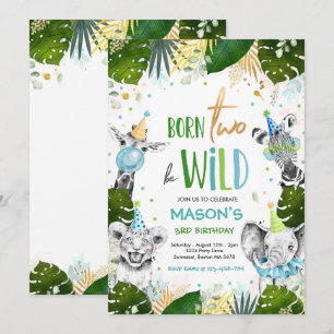 Geborenes Party "Two Be Wild Birthday Safari Anima Einladung
