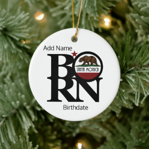 GEBORENES Santa Monica California individuell anpa Keramik Ornament