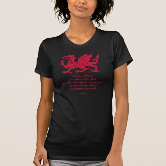Geborenes Waliser-Gedicht mit Drachen T-Shirt (Vorderseite)