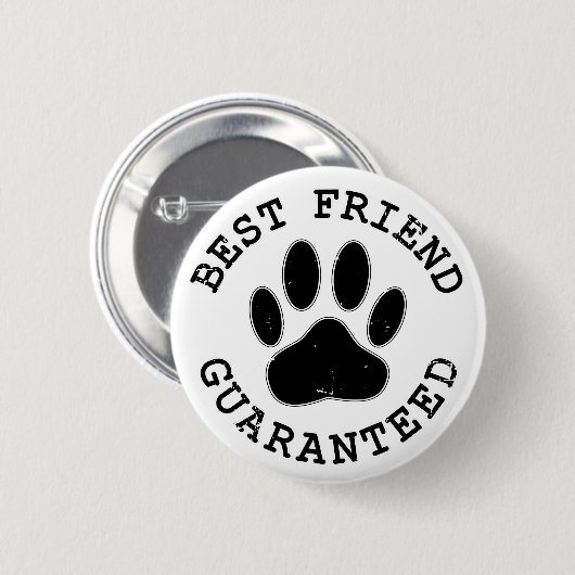Geboten Hund Paw Bester Freund garantiert Button (Vorne & Hinten)