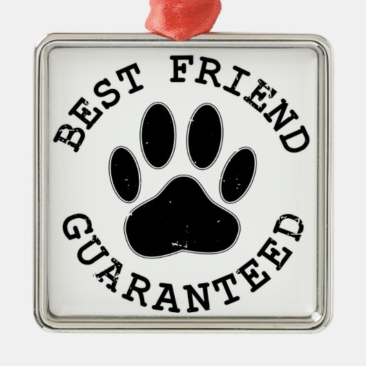 Geboten Hund Paw Bester Freund garantiert Silbernes Ornament (Vorne)