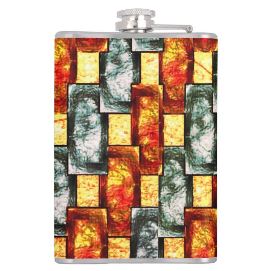 Geboten und grün, rechteckig, gefärbt flachmann (Rückseite)