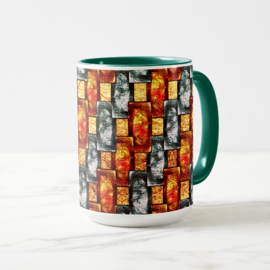 Geboten und grün, rechteckig, gefärbt tasse (VorderseiteRechts)