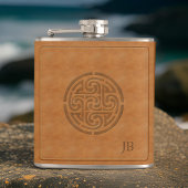 Gebotene keltische Knot-Imitate Leather Wrapped Ir Flachmann