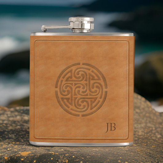 Gebotene keltische Knot-Imitate Leather Wrapped Ir Flachmann