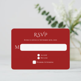 Gebotene Rottypografie-Hochzeit RSVP Karte