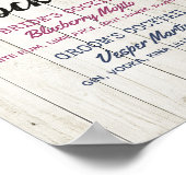 Gebotsunterschrift Drink Menu Sukkulent rustikales Poster (Ecke)