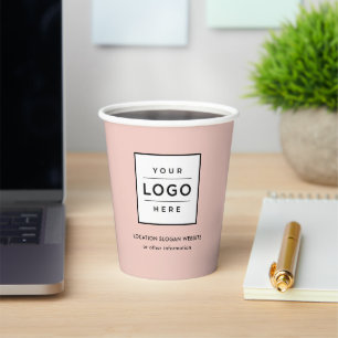 Gebrandetes Rosa Business-Logo Pappbecher