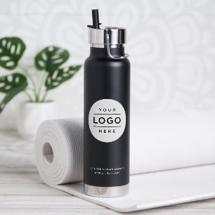 Gebrandetes Schwarz Weiß Kreis Logo Trinkflasche