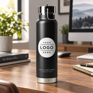 Gebrandetes Schwarz Weiß Kreis Logo Trinkflasche
