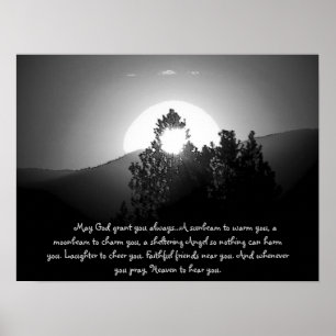 Gebrannt durch Mondlicht mit irischem Segen Poster