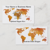 Gebrannte Orange World-Karte Visitenkarte (Vorne/Hinten)