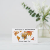 Gebrannte Orange World-Karte Visitenkarte (Stehend Vorderseite)