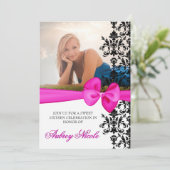 Gebrannter Damast Akzent 5 x 7 Einladung [Rosa] (Stehend Vorderseite)