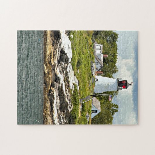Gebrannter Insel-Leuchtturm, Maine-Puzzlespiel Puzzle (Horizontal)