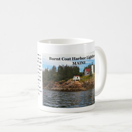 Gebrannter Mantel-Hafen-Leuchtturm, Maine-Tasse Kaffeetasse (VorderseiteRechts)