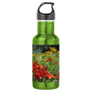 Gebrannter orange asiatischer Lilien-Garten Edelstahlflasche