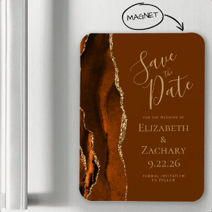 Gebranntes Orange Gold Achat Braun Save-the-Date Magnet