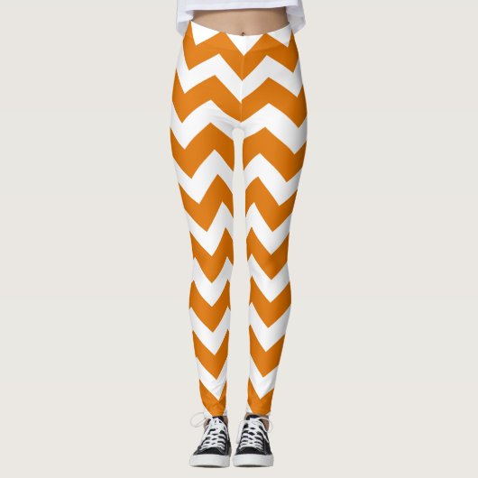Gebranntes orange Zickzack Muster Leggings (Vorderseite)