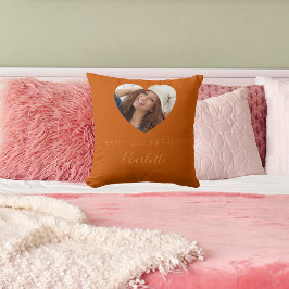 Gebranntes orangefarbenes Foto Kissen