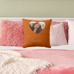 Gebranntes orangefarbenes Foto Kissen