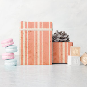 Gebranntes Siena-Orange-Vintage-Streifen-Geschenkp Geschenkpapier