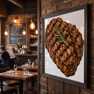 Gebratene Ribeye-Steak-BBQ-Fleisch-Illustration Poster