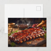 Gebratene Spare Ribs BBQ Postkarte (Vorne/Hinten)