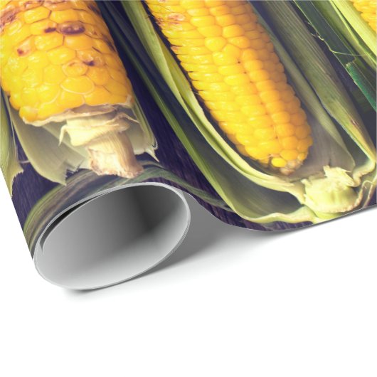 Gebratene und gegrillte Kornähren in den Hülsen Geschenkpapier (Rolleneckpunkt)