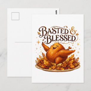 Gebratener & Gesegneter Lustiger Truthahn Thanksgi Postkarte