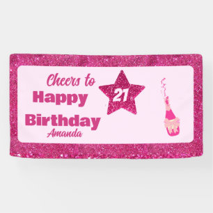 Gebratener pinkfarbener Glitzer-Brauch bis zum 21. Banner