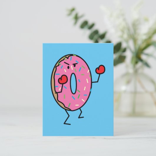 Gebratener Teigzucker des Krapfen-Boxer-Kämpfers Postkarte (Stehend Vorderseite)