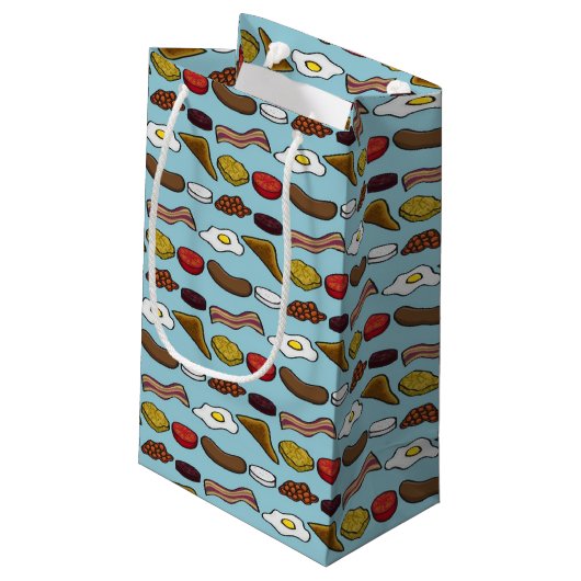 Gebratenes Frühstück Kleine Geschenktüte (Rückseite Schrägansicht)