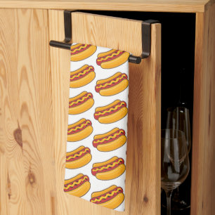 Gebratenes Hot-Dog-Muster Geschirrtuch