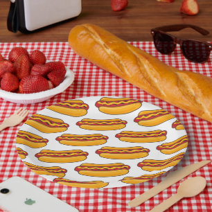 Gebratenes Hot Dog Muster Pappteller
