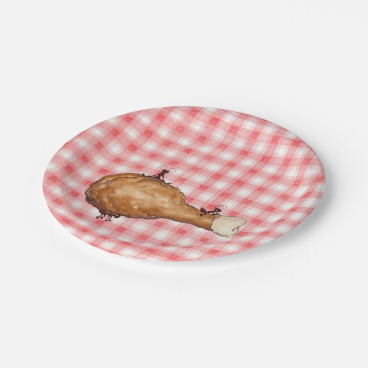 Gebratenes Huhn Pappteller (Schrägansicht)