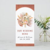 Gebratenes Palmblättergras Terracotta Hochzeitsmen Menükarte (Stehend Vorderseite)