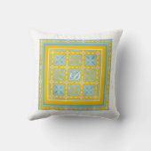 Gebräuchliche Batik im zweiseitigen Blau- und Gelb Kissen (Rückseite)